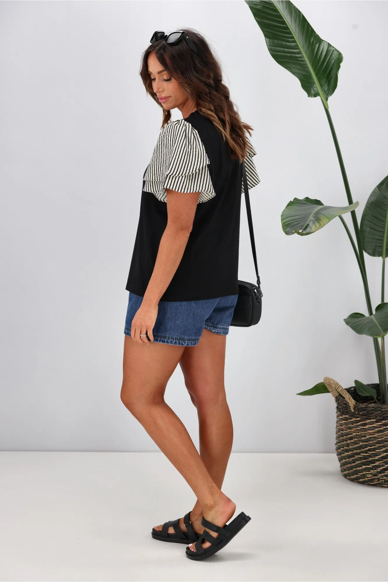 Shine On Label Tilda Stripe Sleeve Top Black sold by Shine On product image thumbnail 3