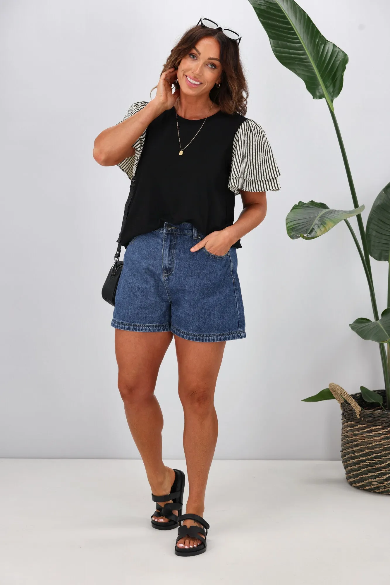 Shine On Label Tilda Stripe Sleeve Top Black sold by Shine On product image thumbnail 2