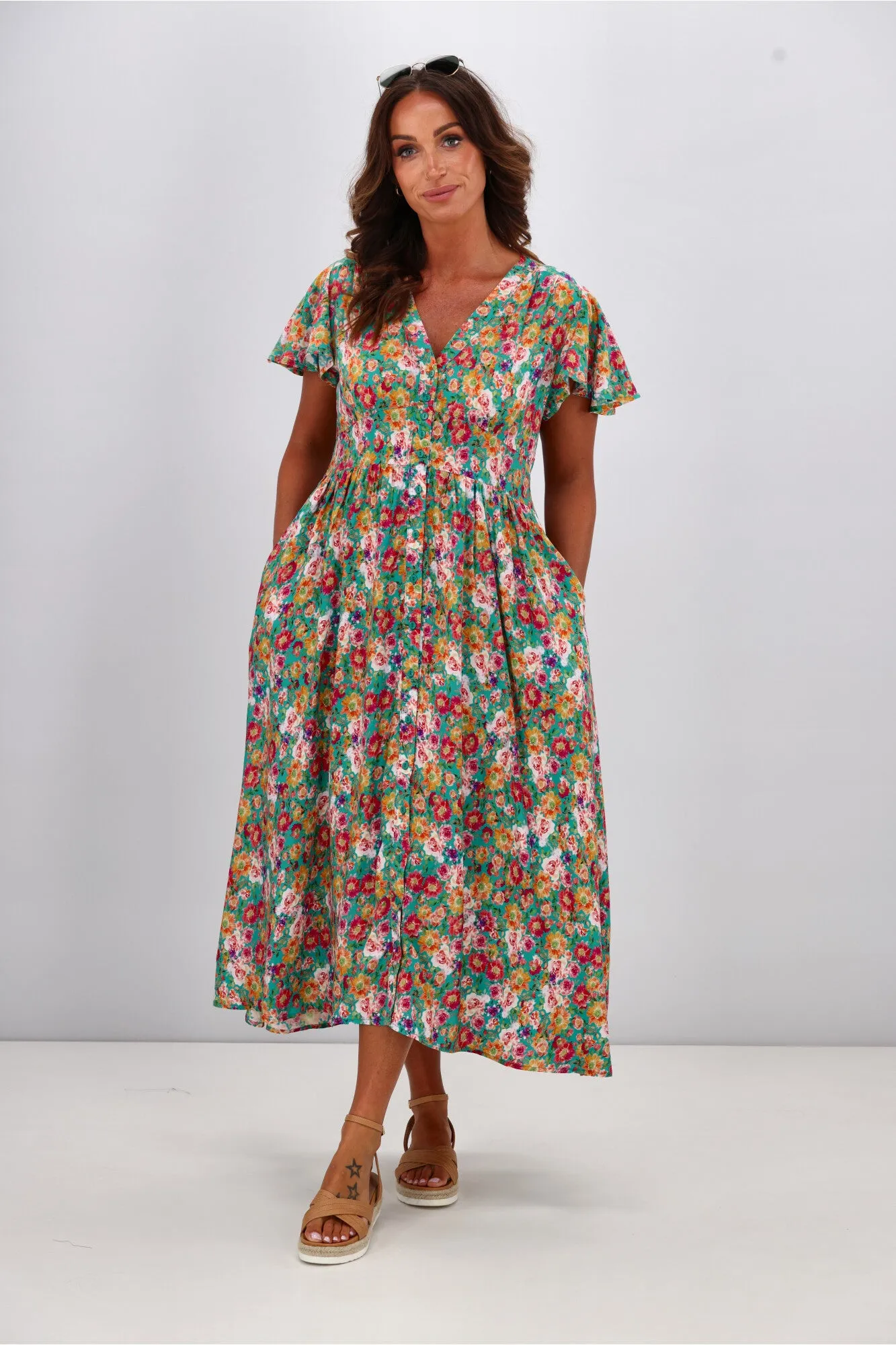 Sunday Boho Kayela Midi Dress Floral Green sold by Shine On product image thumbnail 3