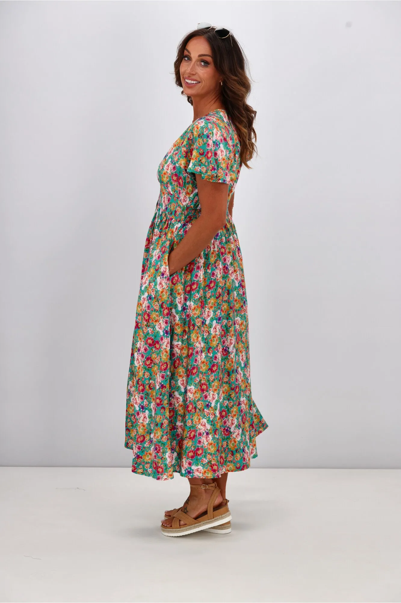 Sunday Boho Kayela Midi Dress Floral Green sold by Shine On product image thumbnail 5