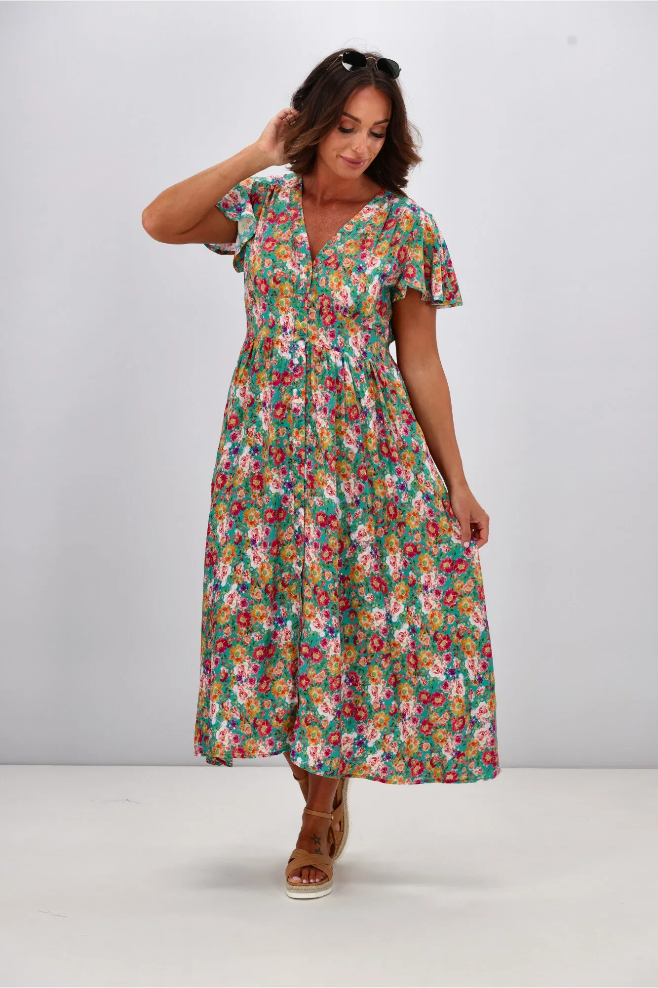 Sunday Boho Kayela Midi Dress Floral Green sold by Shine On product image thumbnail 4