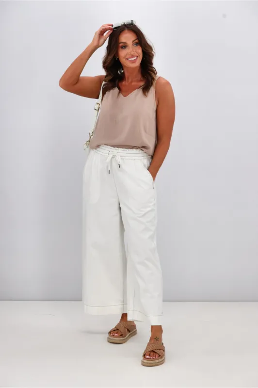 Elm Greta Wide Leg Pant White sold by Shine On