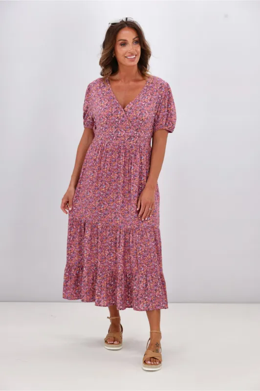 Gloss by Shine On Tahlia Midi Dress Blush Ditsy sold by Shine On