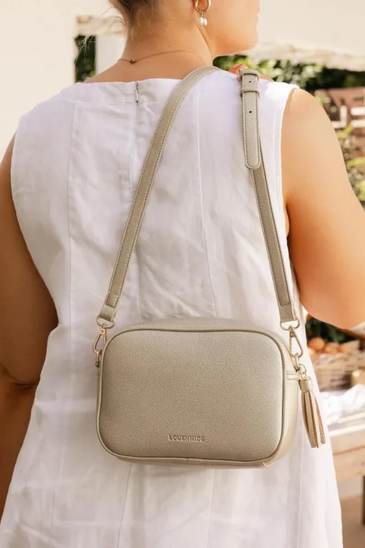 Louenhide Ginger Metallic Crossbody Gold sold by Shine On