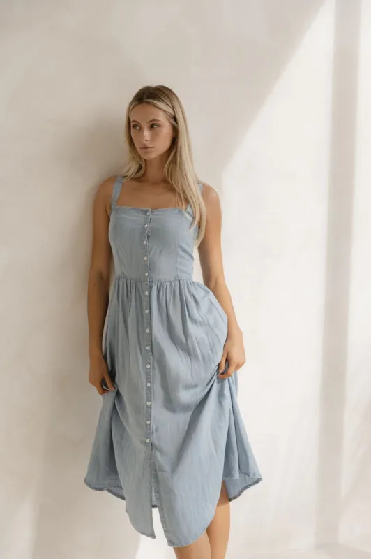 Sass Rye Midi Dress Chambray sold by Shine On