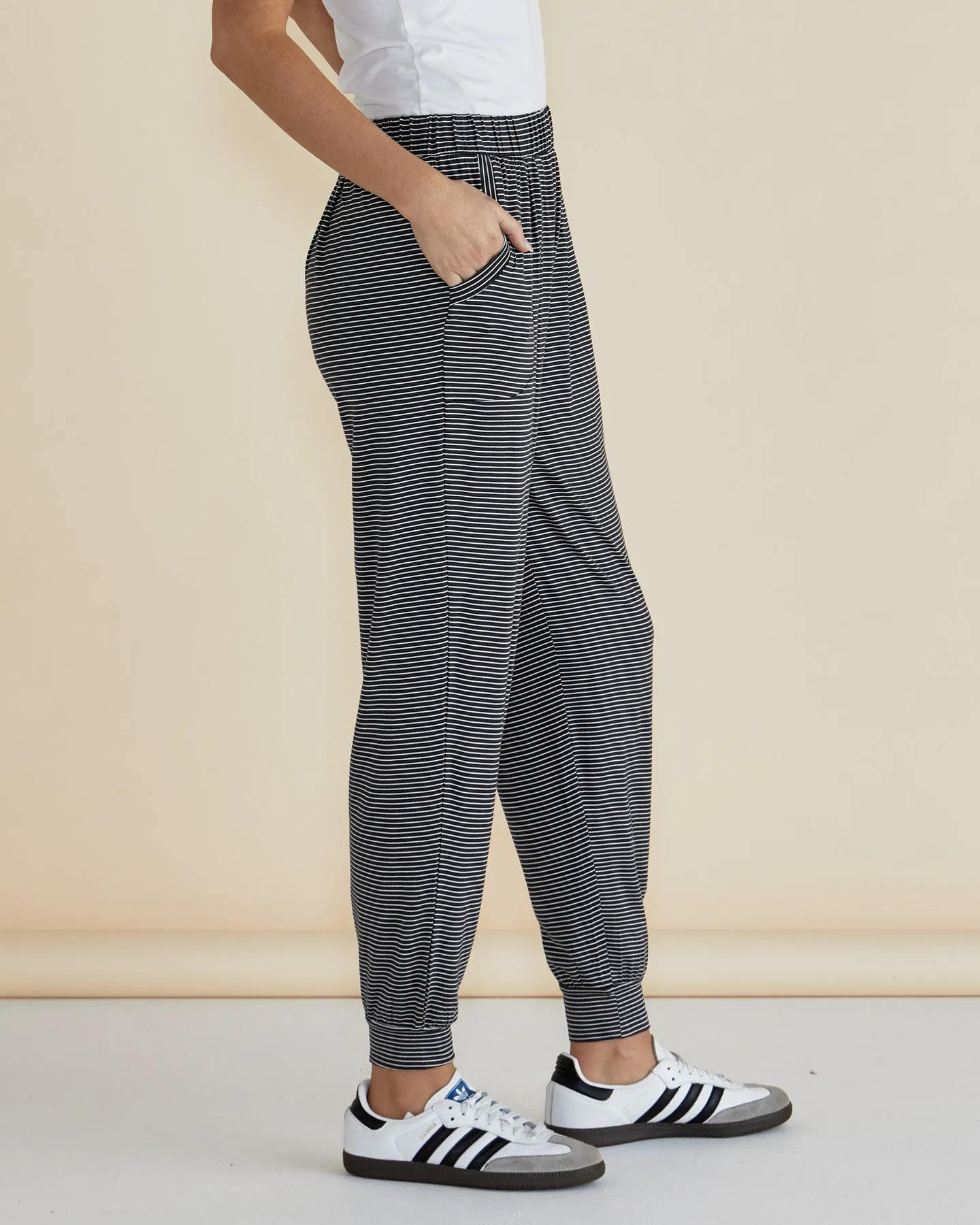 Betty Basics Paris Pant Charcoal Stripe sold by Shine On product image thumbnail 3