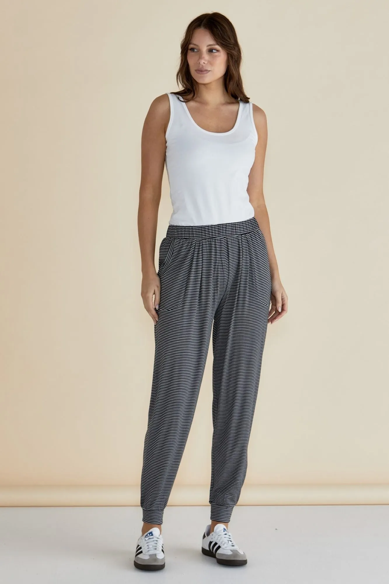 Betty Basics Paris Pant Charcoal Stripe sold by Shine On product image thumbnail 2
