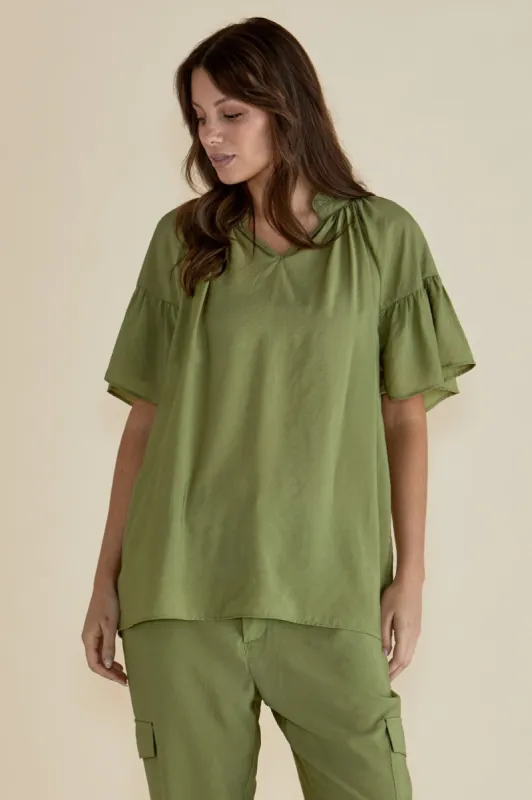 Betty Basics Vivienne Blouse Pistachio sold by Shine On