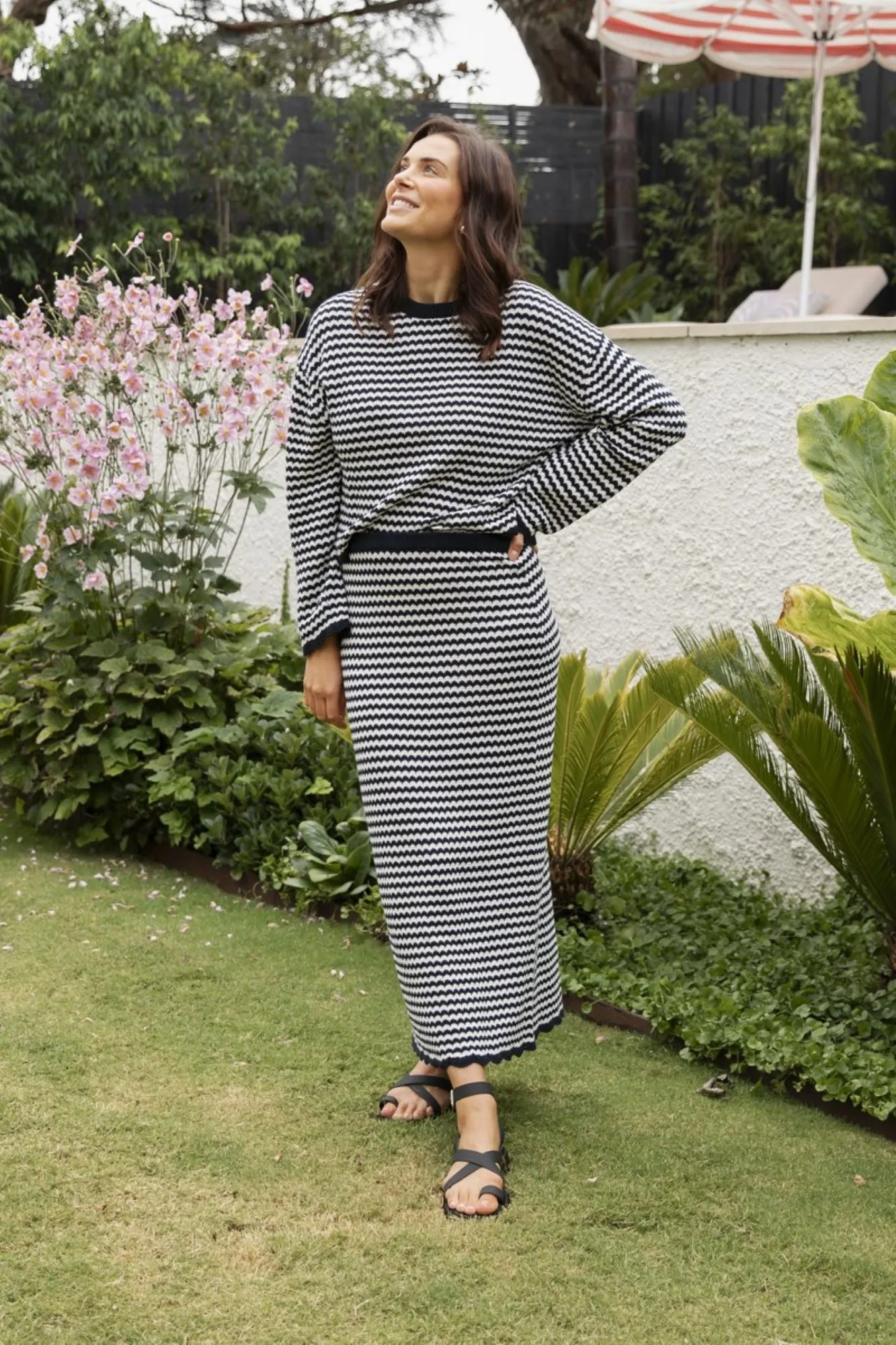 Elm Rosie Stripe Skirt Navy/White sold by Shine On