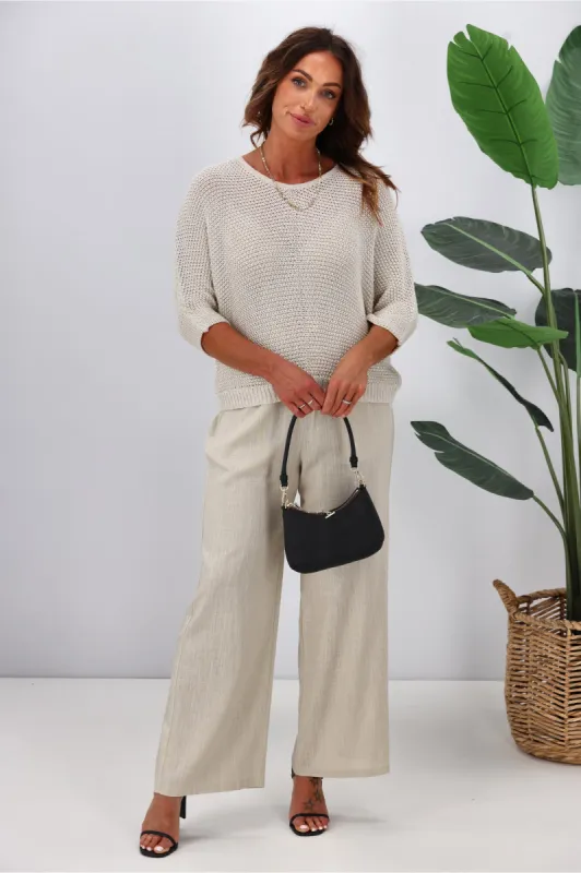 Jane James Lila Lurex Knit Top Natural sold by Shine On