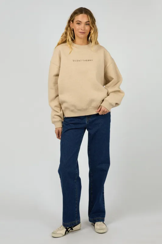 Silent Theory Logo Crew Oat Marle sold by Shine On