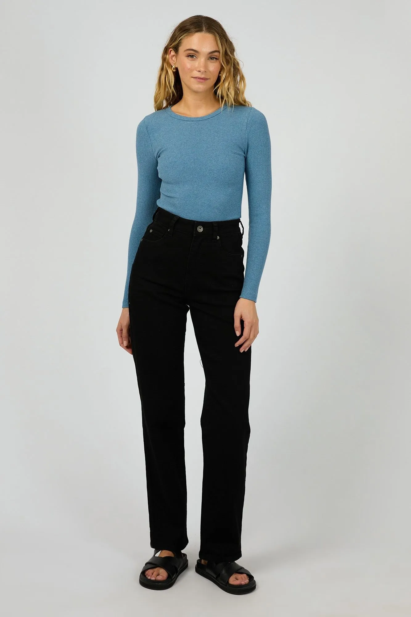 Silent Theory Rib L/S Tee Slate Marle sold by Shine On