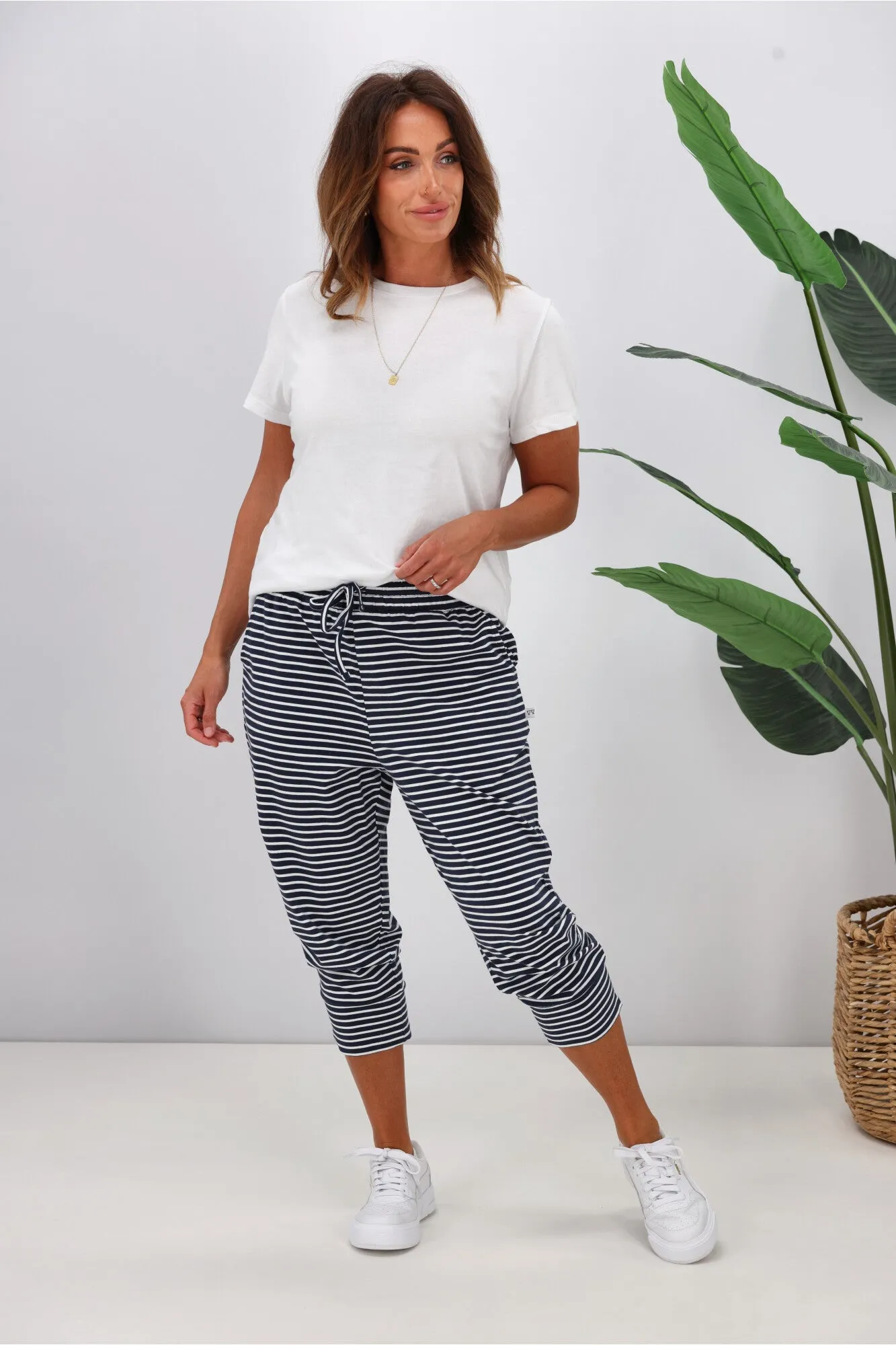 Shine On Essentials Stripe Pant Navy White Stripe sold by Shine On product image thumbnail 5