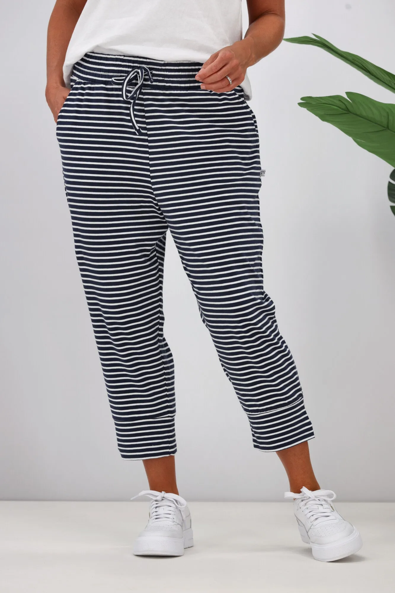 Shine On Essentials Stripe Pant Navy White Stripe sold by Shine On product image thumbnail 2
