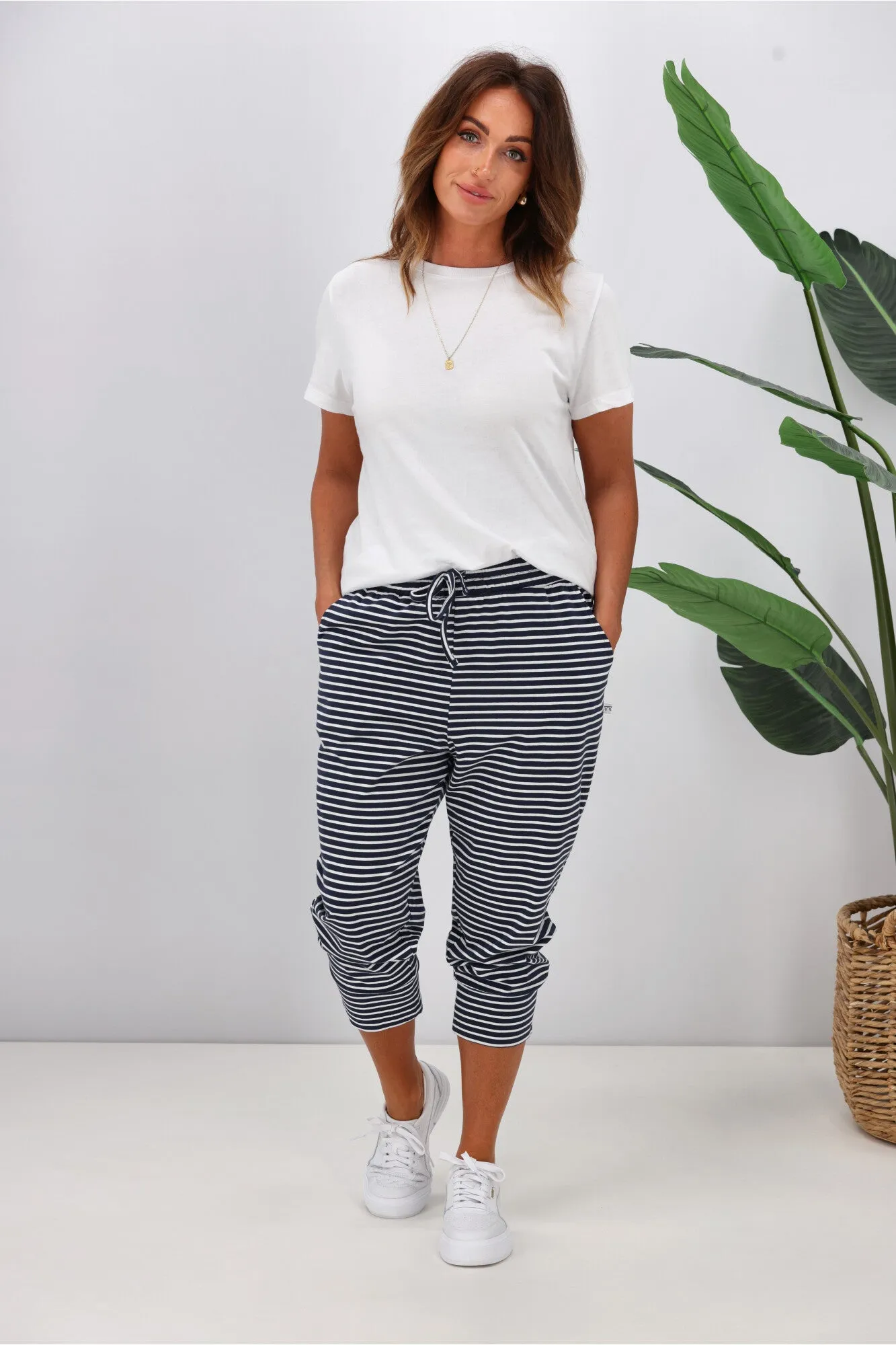 Shine On Essentials Stripe Pant Navy White Stripe sold by Shine On product image thumbnail 4