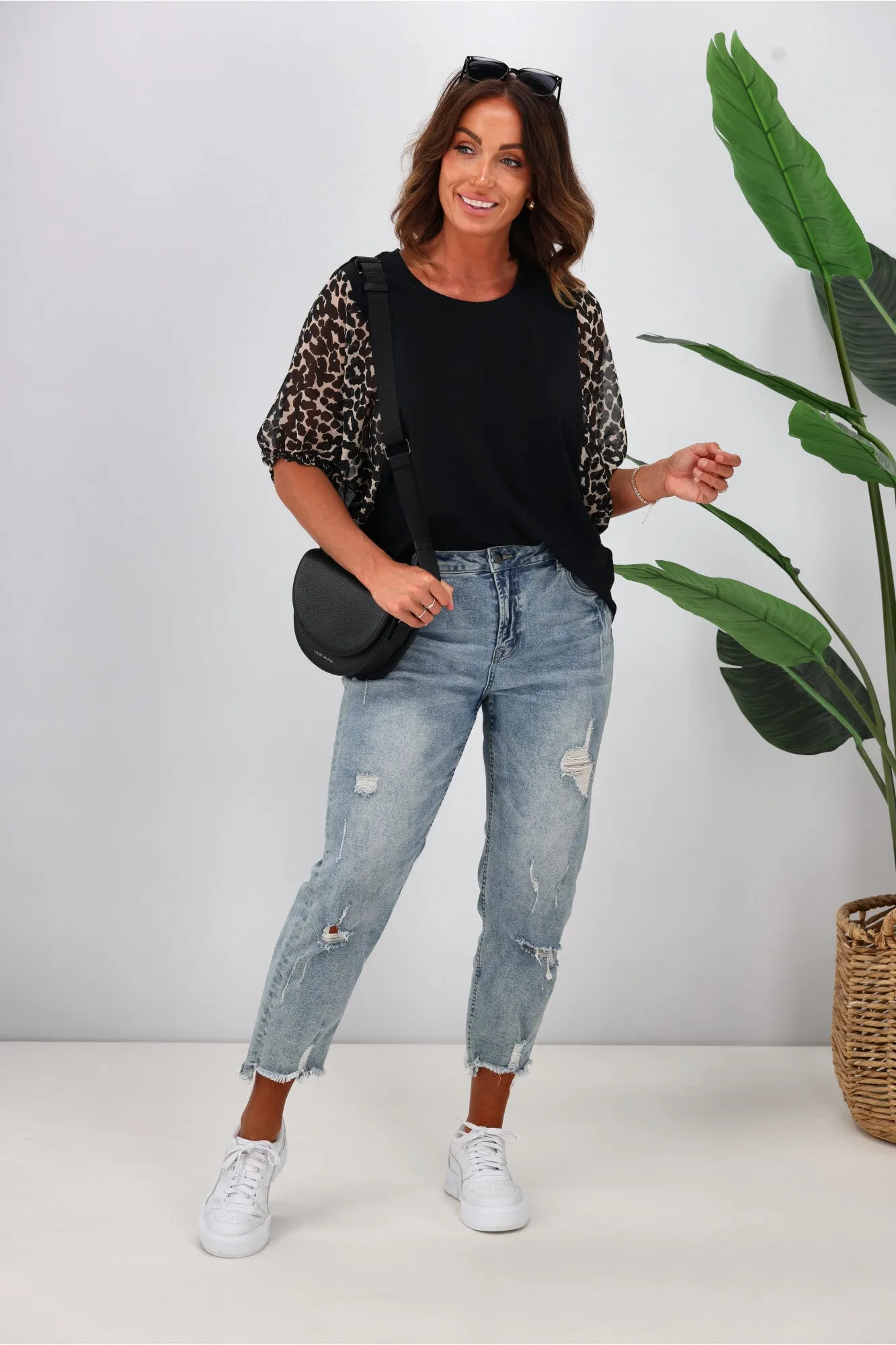 Shine On Label Selma Chiffon Sleeve Top w Animal Print sold by Shine On product image thumbnail 5