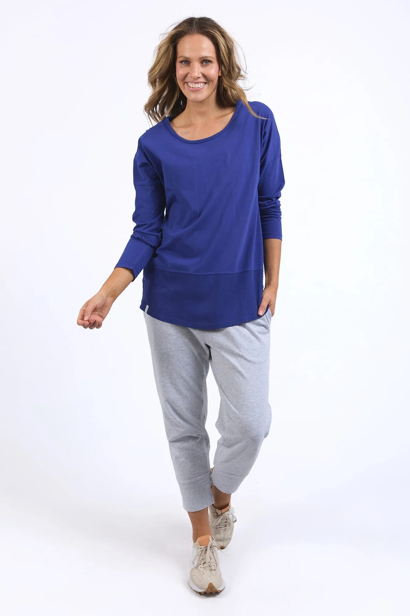 Elm Rib L/S Tee Deep Blue sold by Shine On