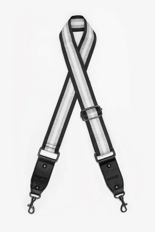 Antler Bag Strap Black White & Silver Stripe sold by Shine On