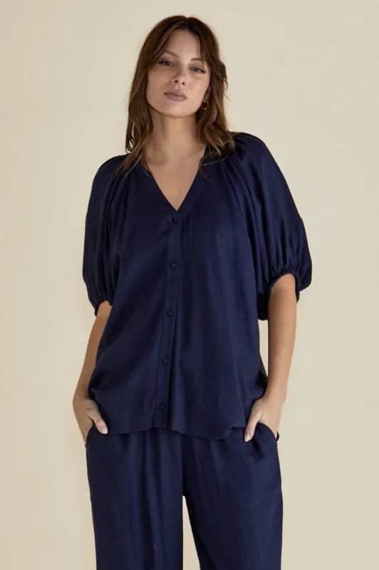Betty Basics Asher Blouse Dark Blue sold by Shine On