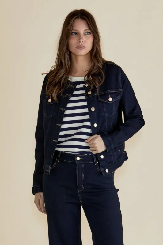 Betty Basics Cindy Collarless Denim Jacket Ink sold by Shine On