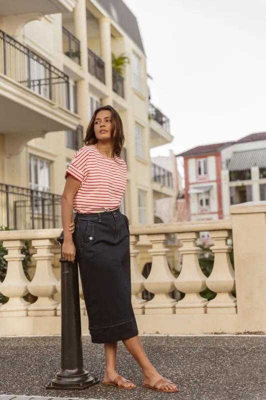 Betty Basics Willa Tee Red Stripe sold by Shine On