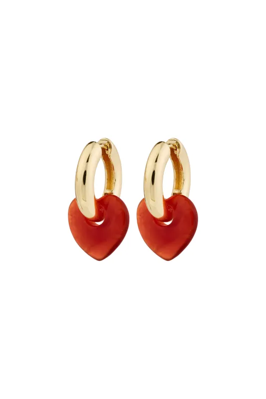 Pilgrim Kendall Recycled Earrings Gold Red sold by Shine On