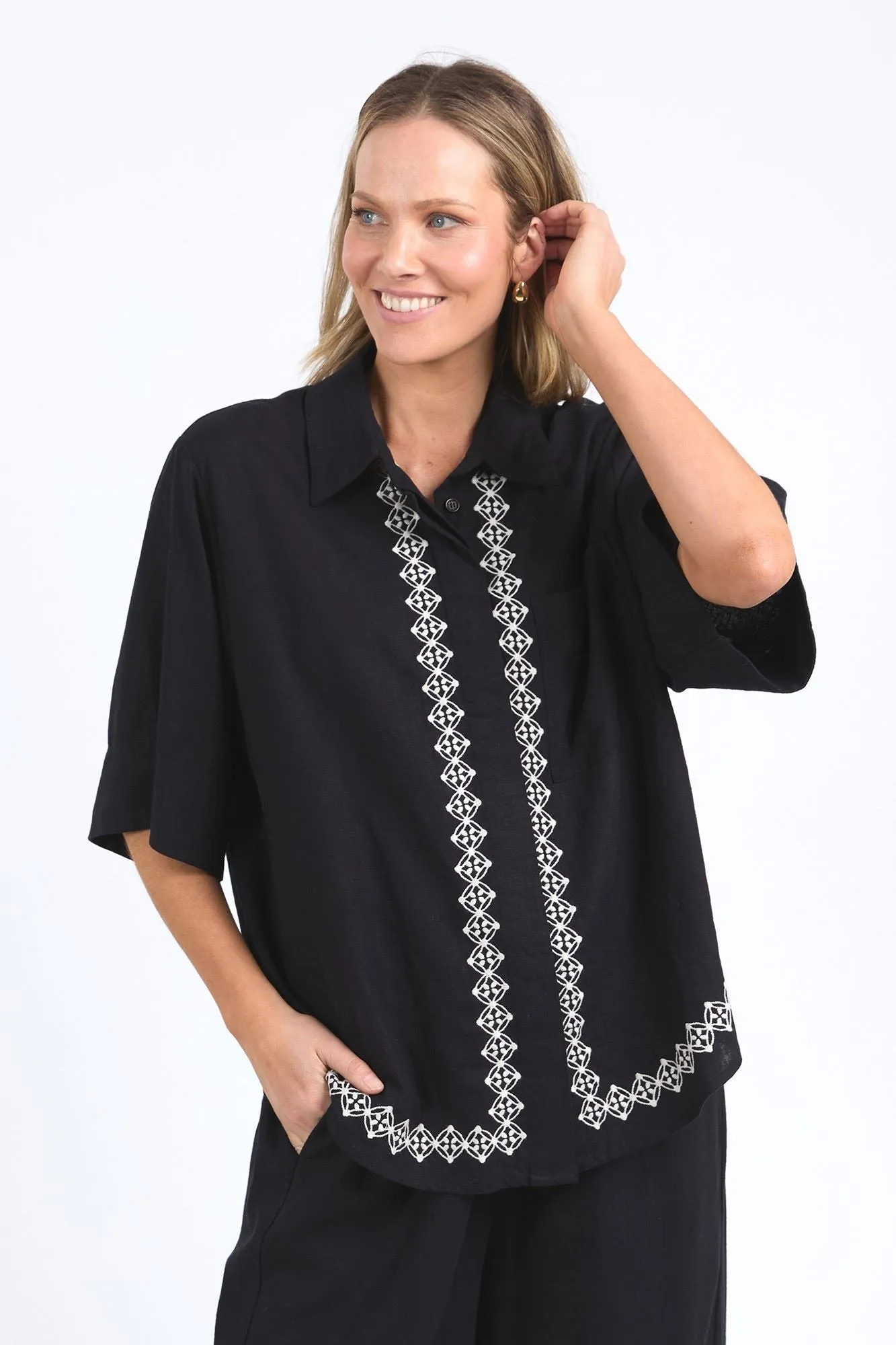 Elm Nina Embroidered Shirt Black sold by Shine On product image thumbnail 2