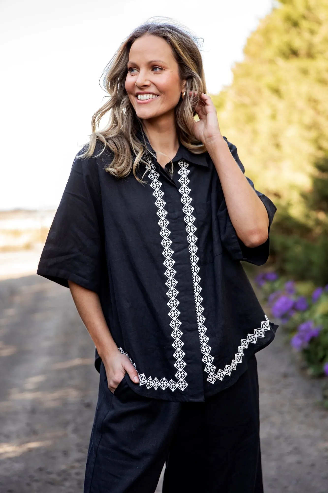 Elm Nina Embroidered Shirt Black sold by Shine On product image thumbnail 3