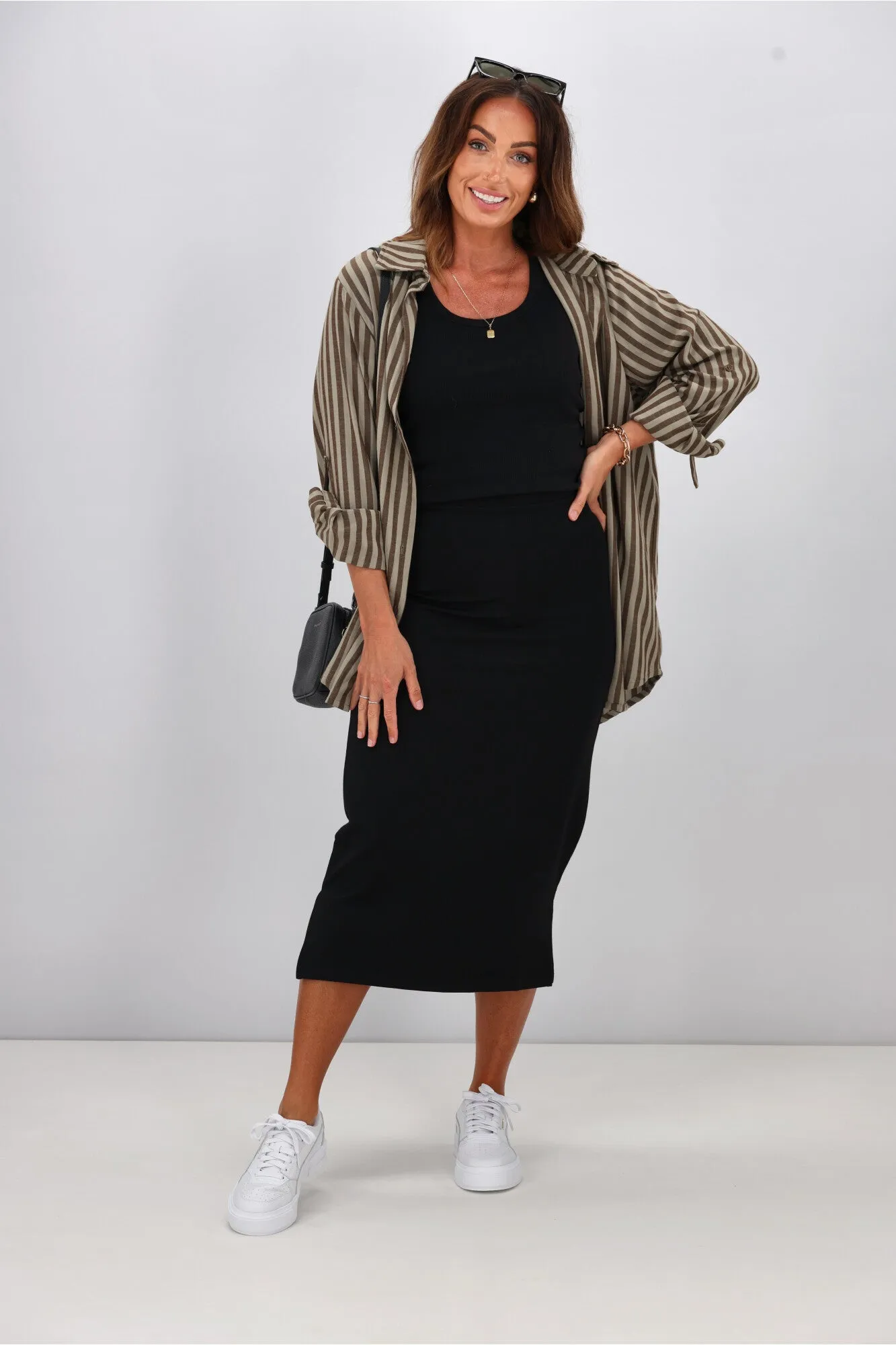 Shine On Essentials Midi Slip Skirt Black sold by Shine On