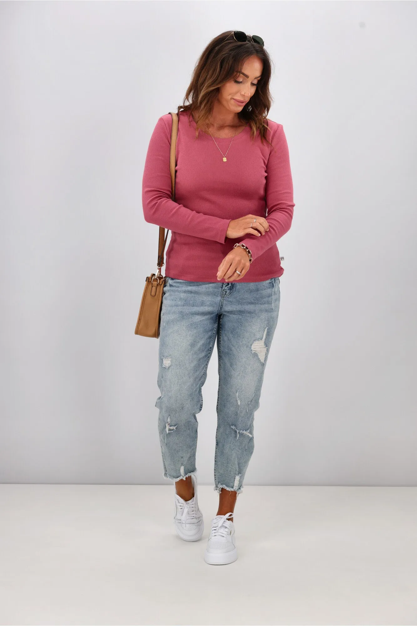 Shine On Essentials Rib Long Sleeve Dusty Rose sold by Shine On product image thumbnail 4