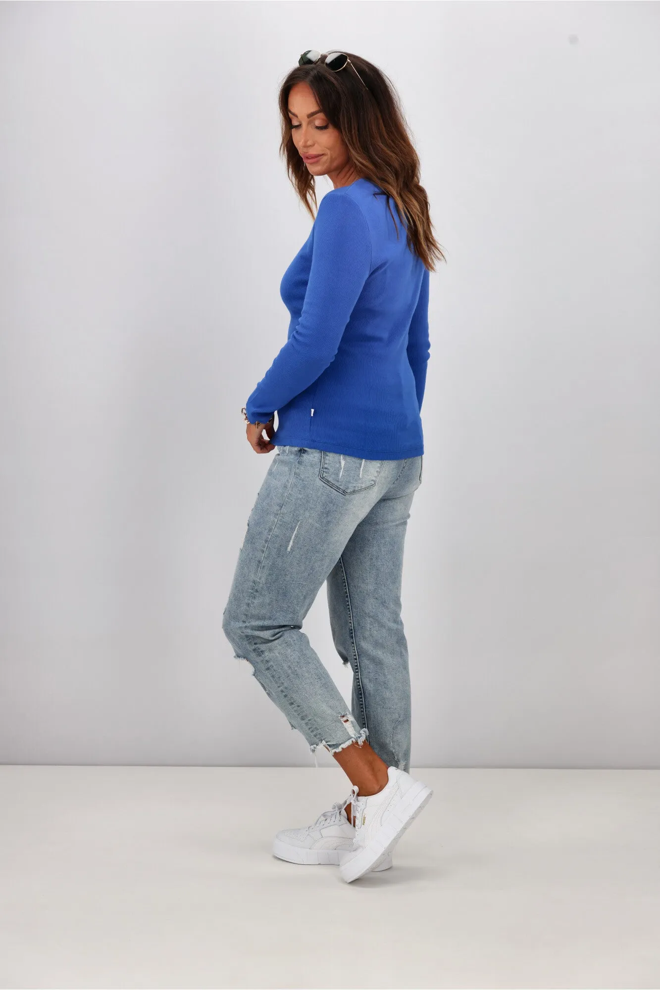 Shine On Essentials Rib Long Sleeve Cobalt Blue sold by Shine On product image thumbnail 5
