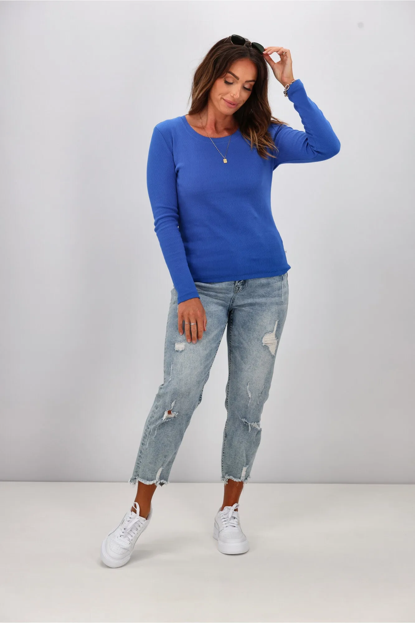 Shine On Essentials Rib Long Sleeve Cobalt Blue sold by Shine On product image thumbnail 4