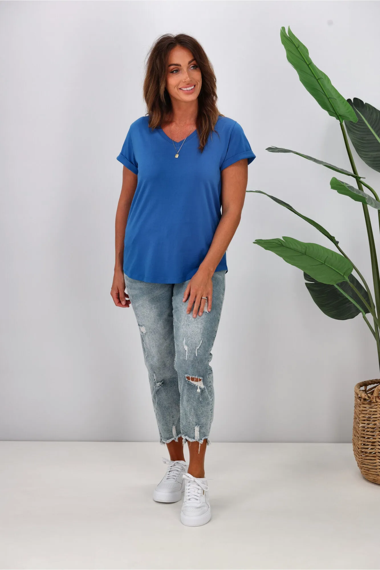Shine On Essentials V Tee Cobalt Blue sold by Shine On