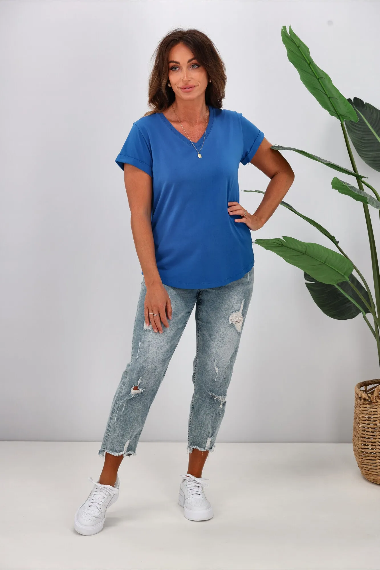 Shine On Essentials V Tee Cobalt Blue sold by Shine On product image thumbnail 3