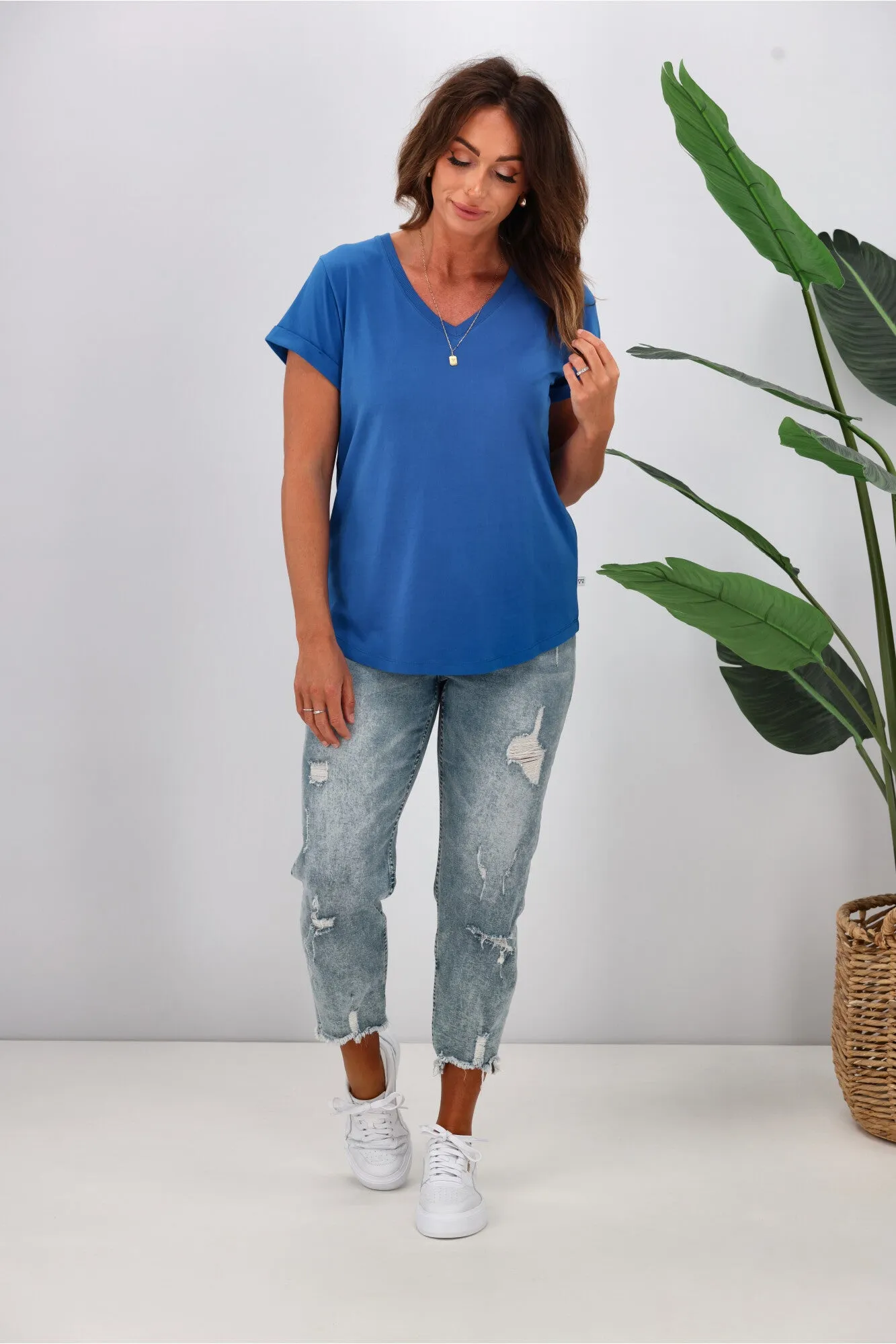 Shine On Essentials V Tee Cobalt Blue sold by Shine On product image thumbnail 4
