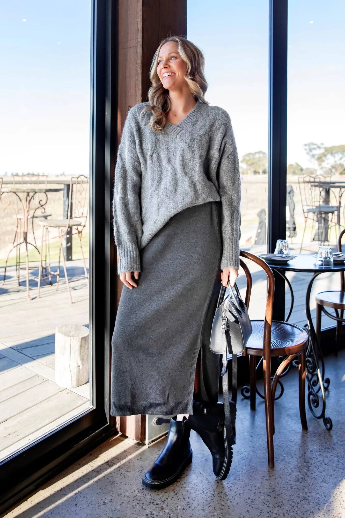 Elm Elodie Knit Skirt Charcoal sold by Shine On