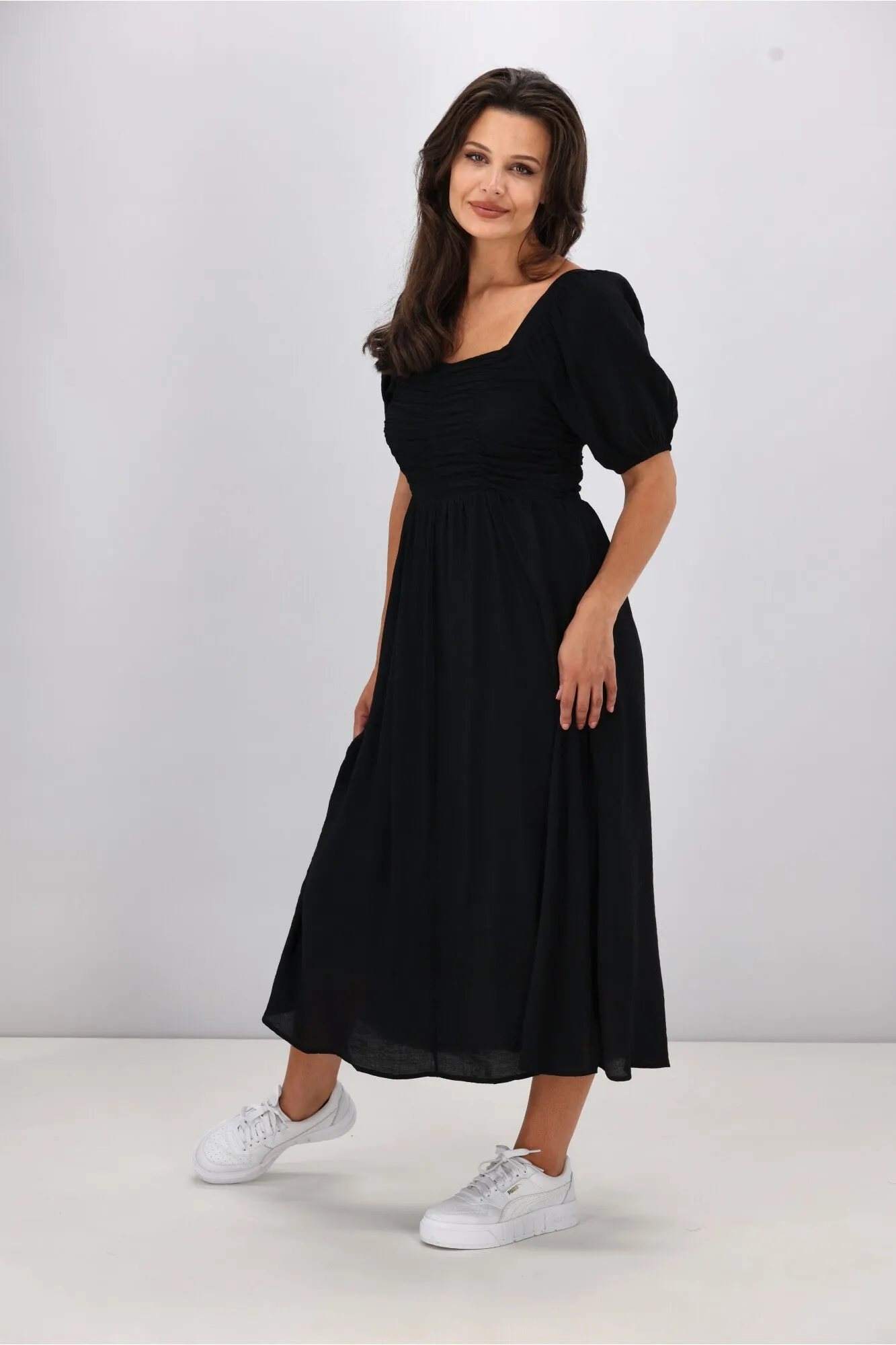 Shine On Label Sharni Draped Bodice Dress Black sold by Shine On product image thumbnail 4