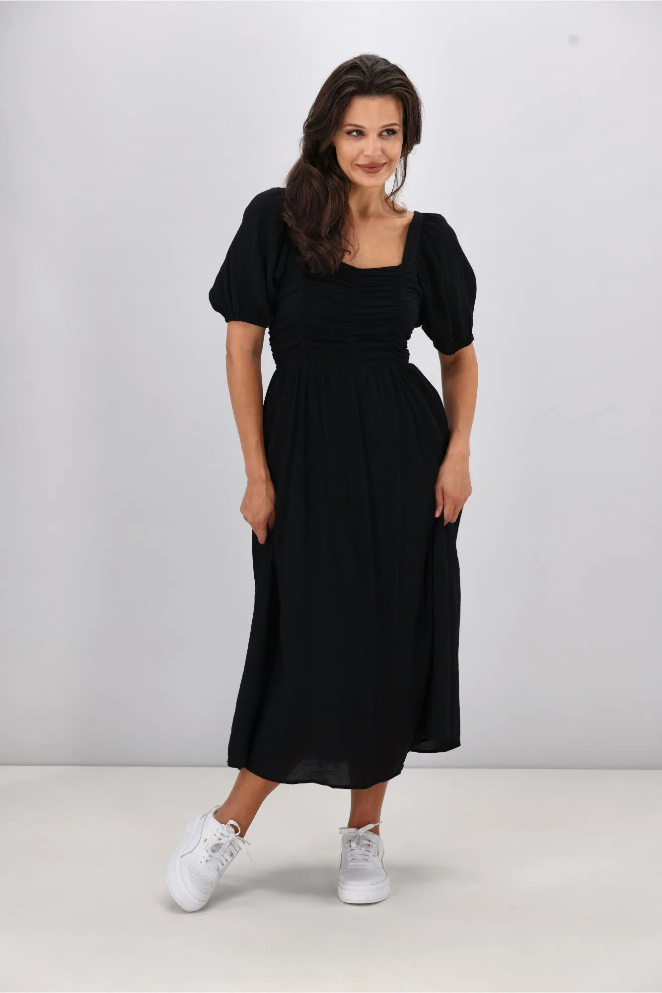 Shine On Label Sharni Draped Bodice Dress Black sold by Shine On product image thumbnail 3