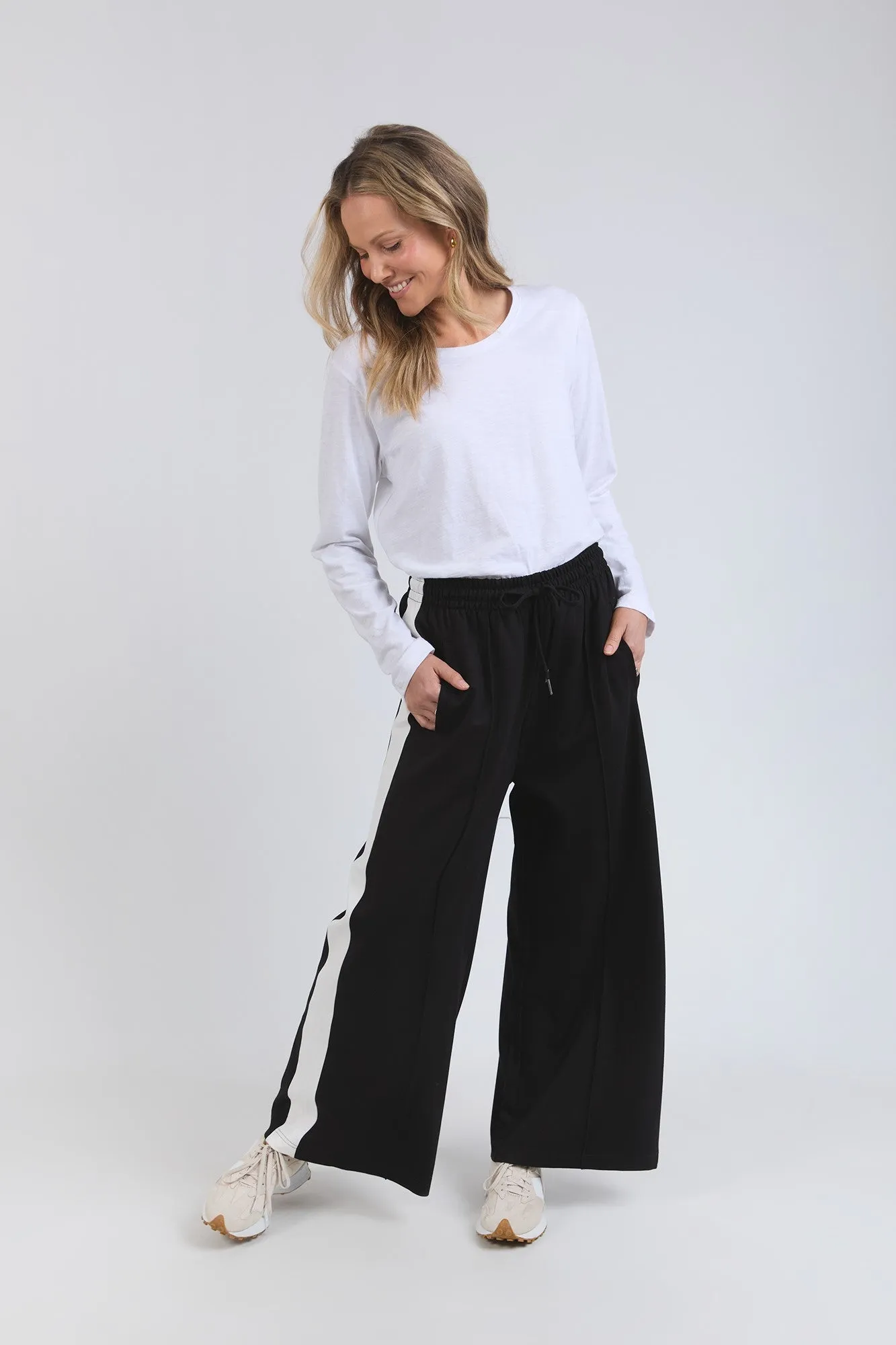 Elm Carmen Wide Leg Pant Black/Marshmallow sold by Shine On