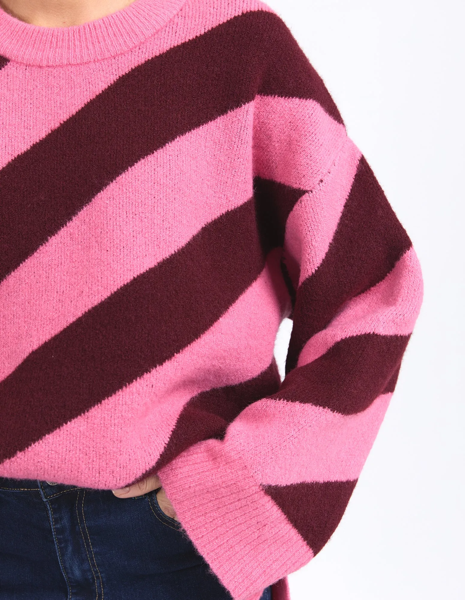 Elm Sage Diagonal Stripe Knit Pink Geranium/Merlot Stripe sold by Shine On product image thumbnail 4