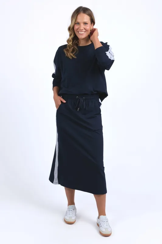 Elm Sloane Fleece Skirt Navy Grey Marle Trim sold by Shine On