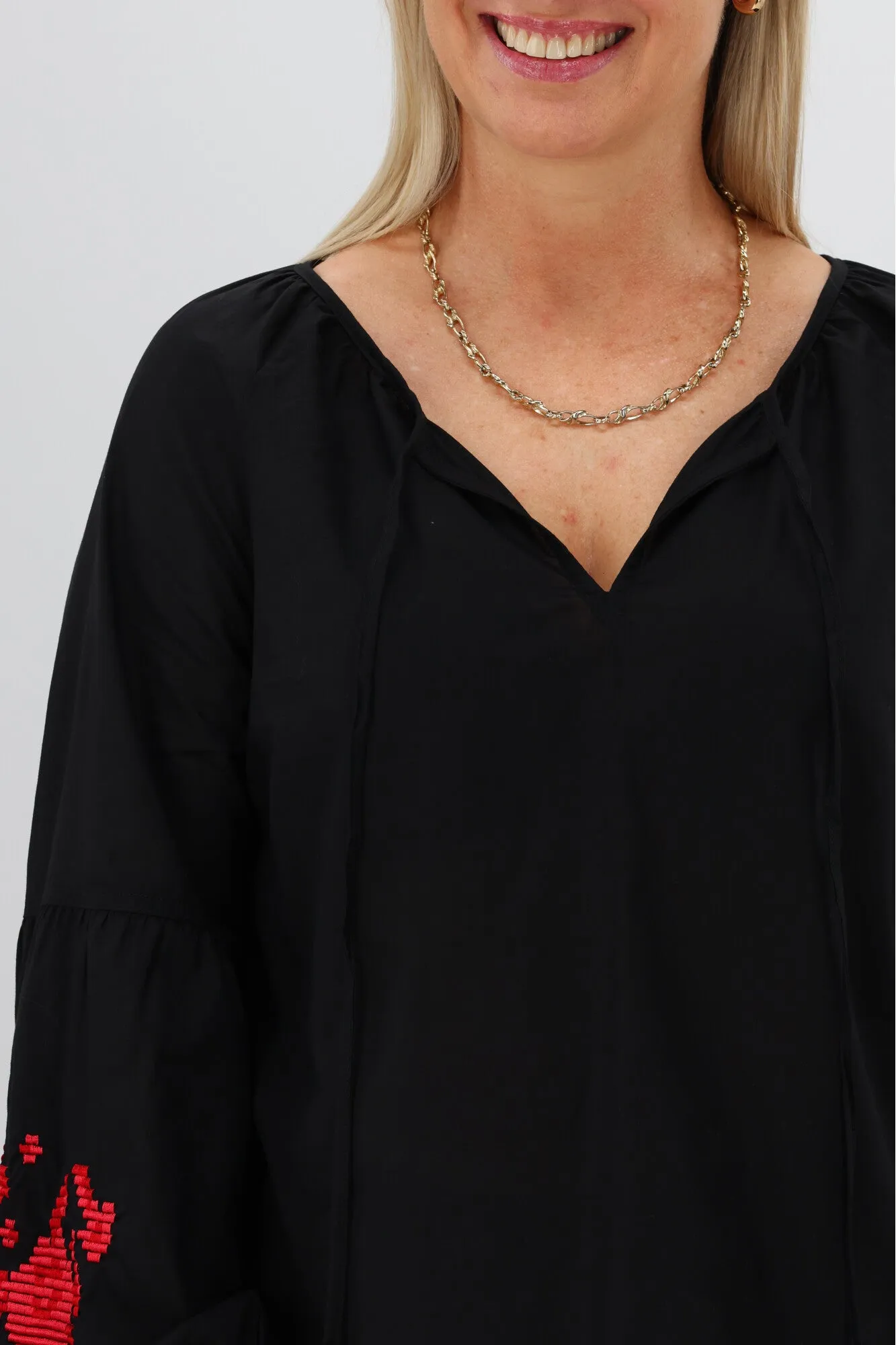 Gloss by Shine On Nadia Lantern Sleeve Top Black sold by Shine On product image thumbnail 3