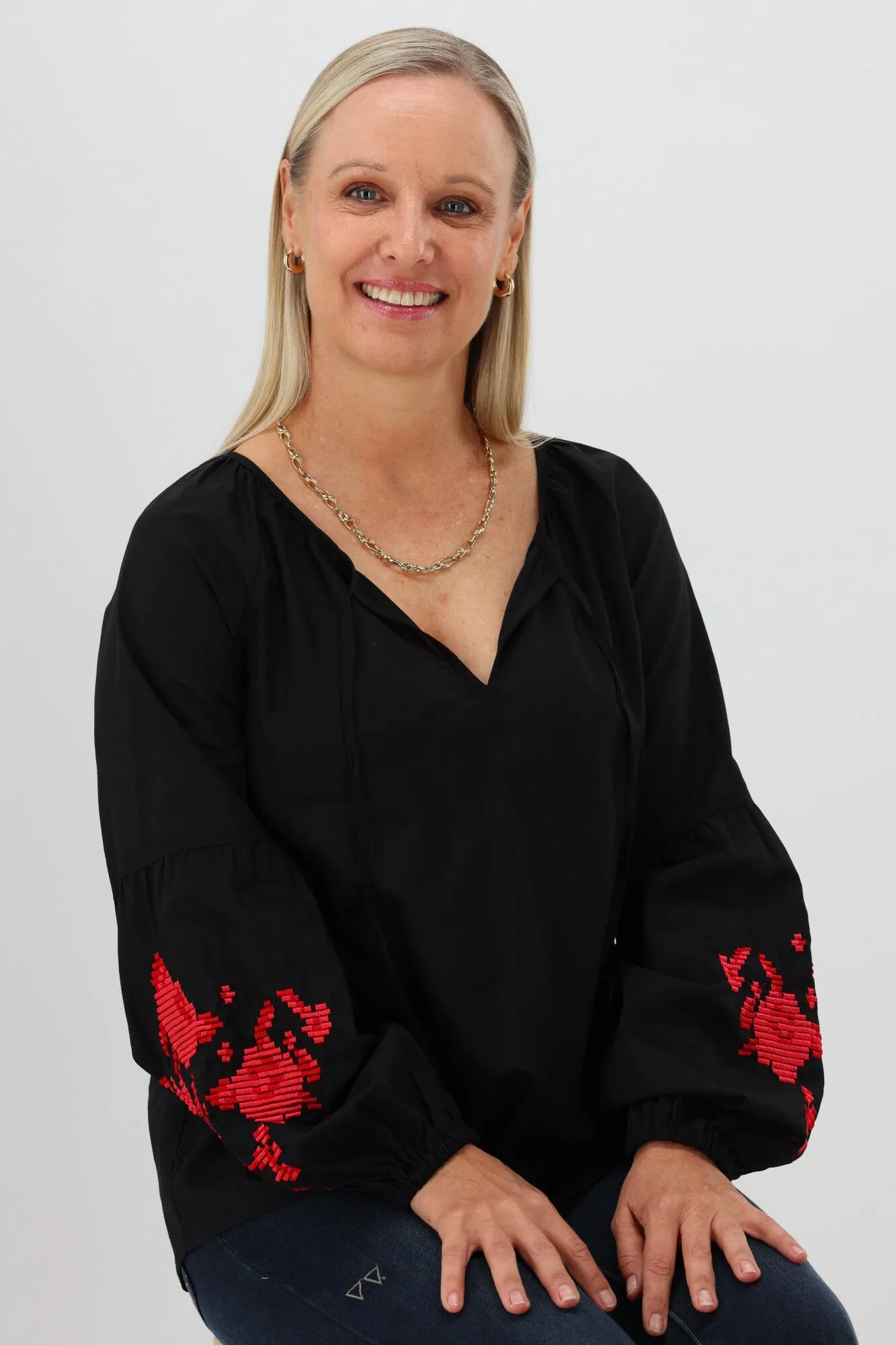 Gloss by Shine On Nadia Lantern Sleeve Top Black sold by Shine On product image thumbnail 2