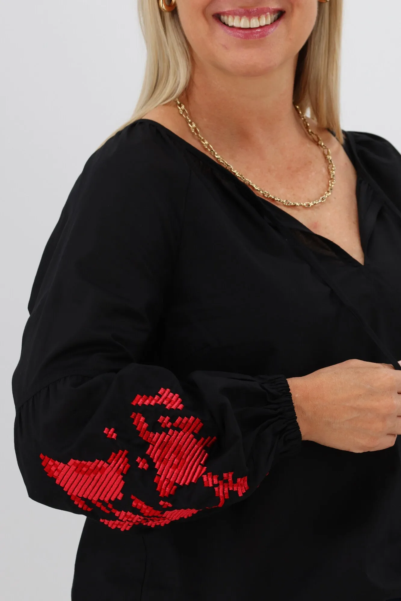 Gloss by Shine On Nadia Lantern Sleeve Top Black sold by Shine On product image thumbnail 5