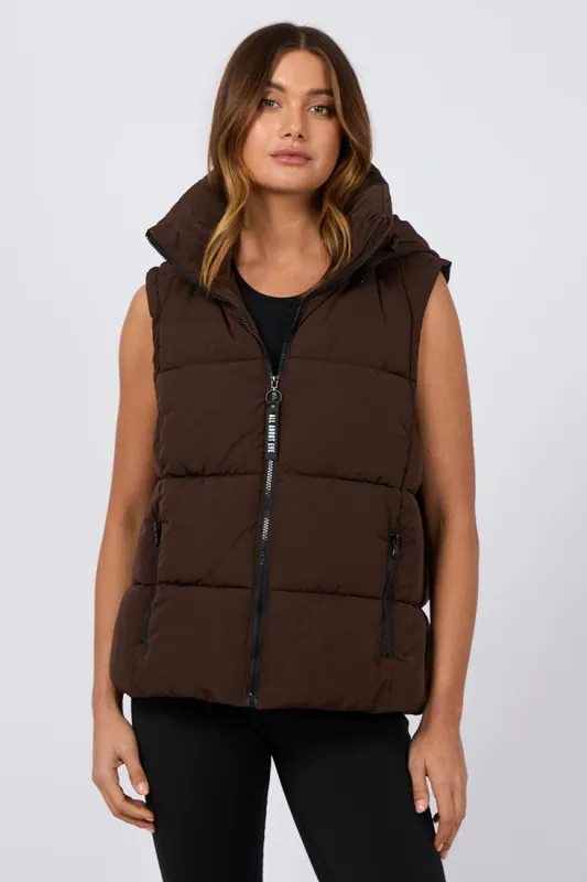 All About Eve Remi Luxe Puffer Vest Brown made by All About Eve