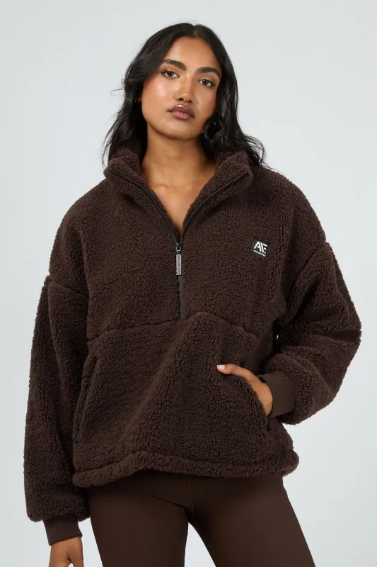 All About Eve Amara Quarter Zip Teddy Brown sold by Shine On