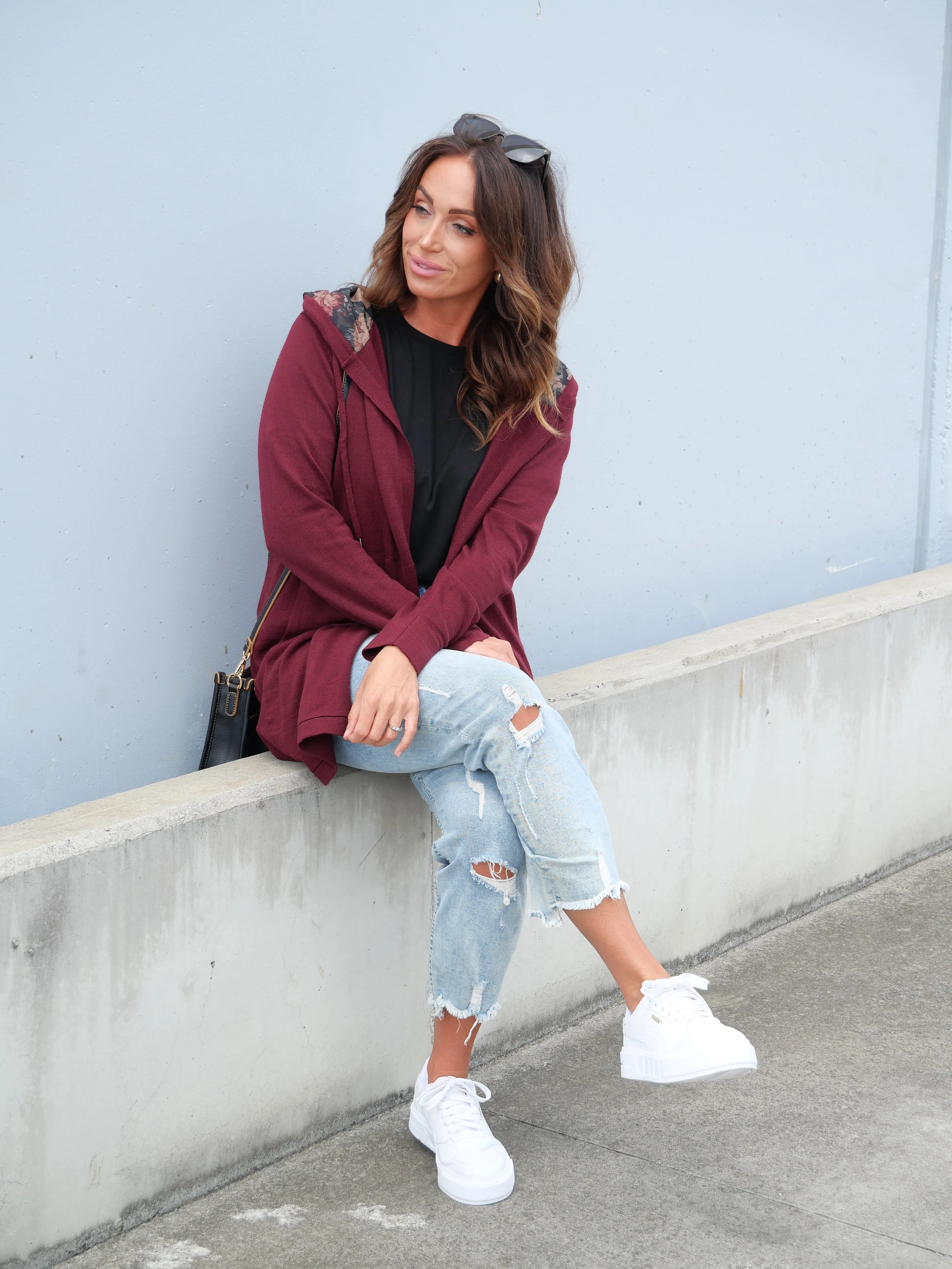 Shine On Label Big Dreams Merino Cardigan Merlot sold by Shine On product image thumbnail 2