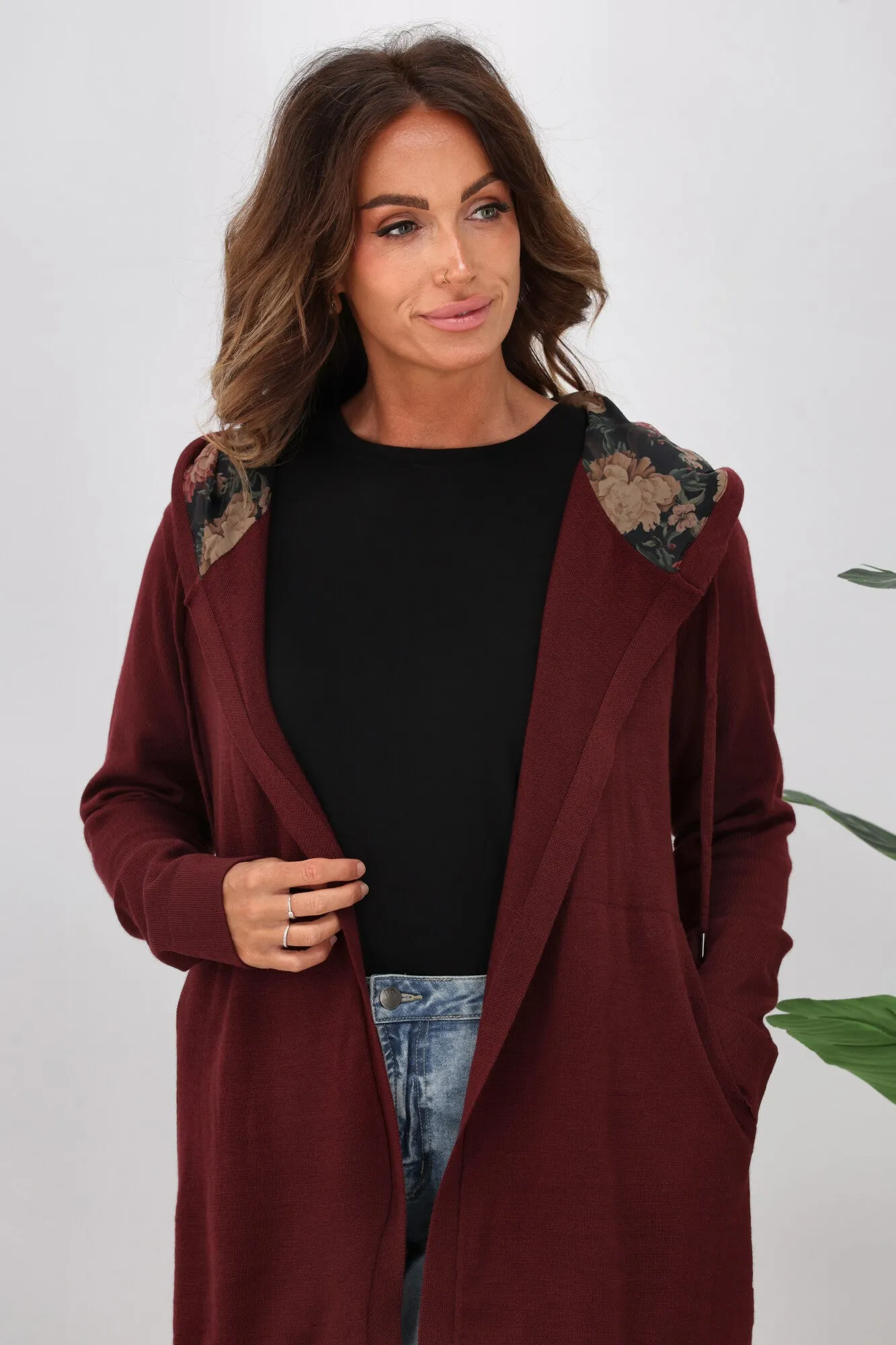 Shine On Label Big Dreams Merino Cardigan Merlot sold by Shine On product image thumbnail 3