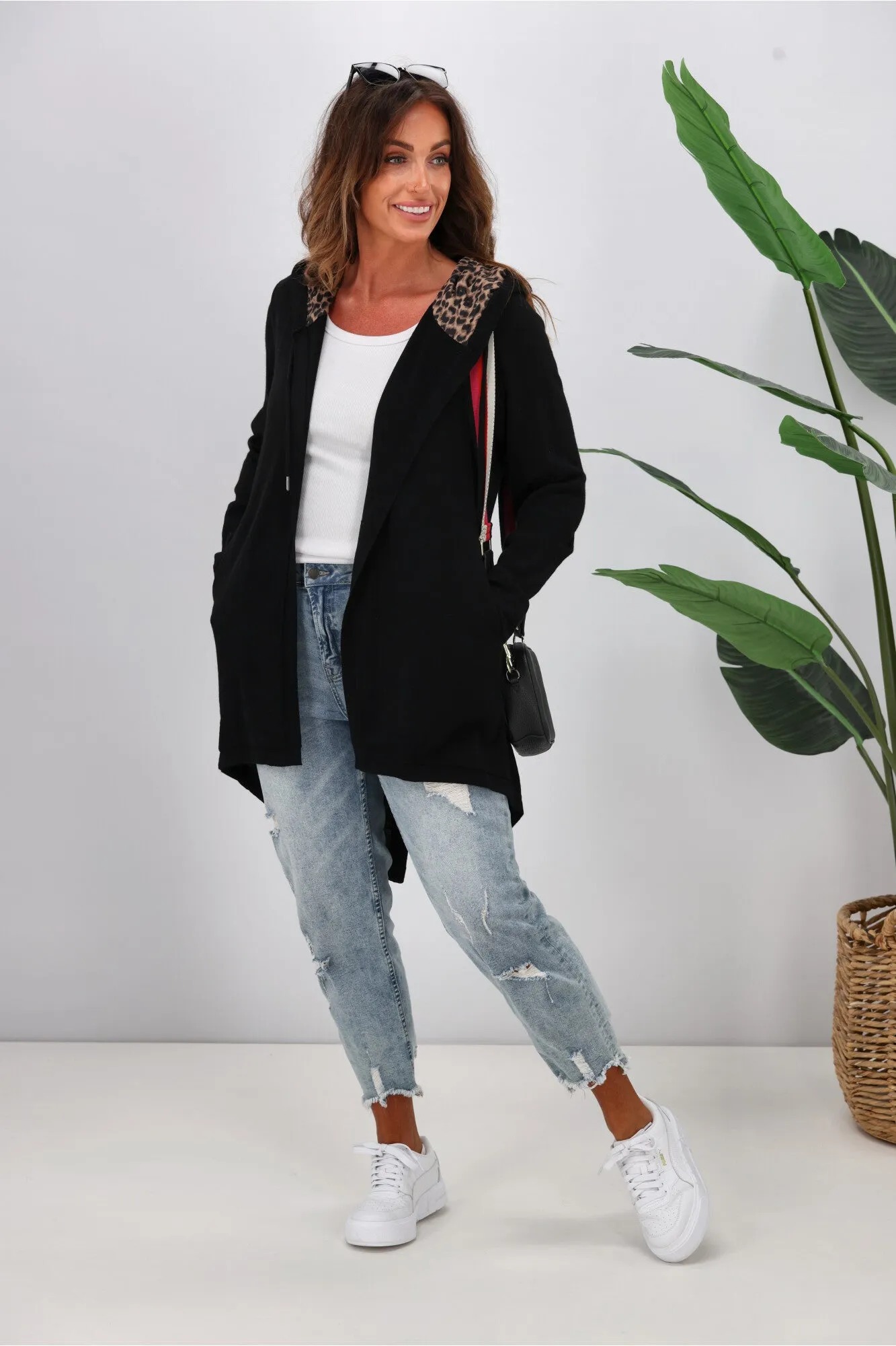 Shine On Label Big Dreams Merino Cardigan Black with Animal Print sold by Shine On product image thumbnail 5