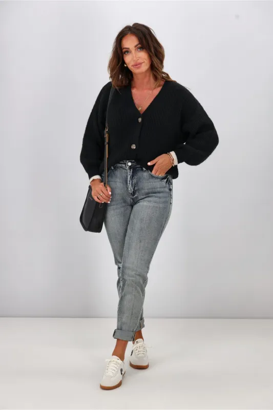 Shine On Label Brianna Tipped Cardigan Black sold by Shine On